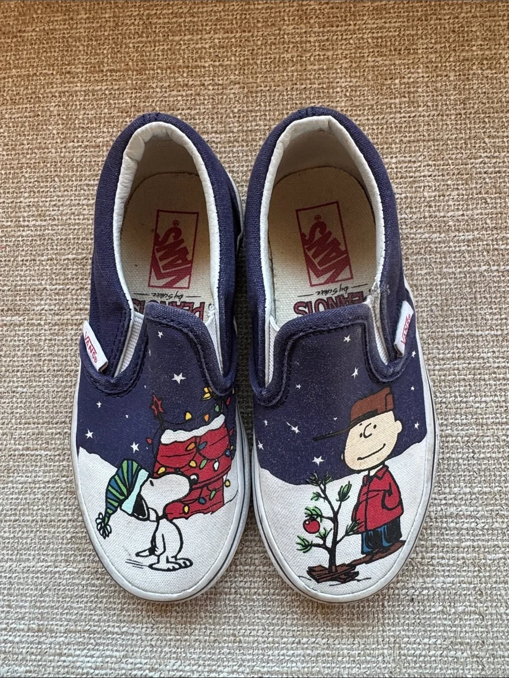 Vans Peanuts Christmas Kids Slip-On Sneakers Snoopy Charlie Brown